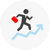 results icon guy with arrow going up